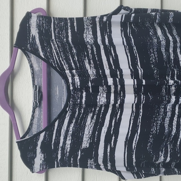 Basque Striped Sleeveless Stretch Material Dress - Picture 10 of 10